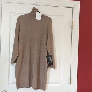 Pomander Place Tan Turtleneck Sweater Dress